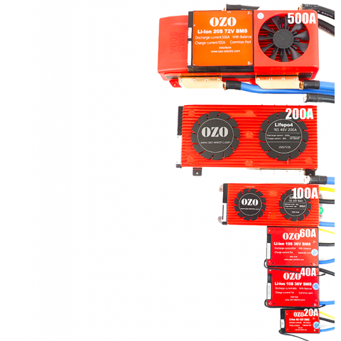 OZO BMS Lithium Battery  LiMn ou LiFePO4 LFP 24V 36V 48V 60V 72V