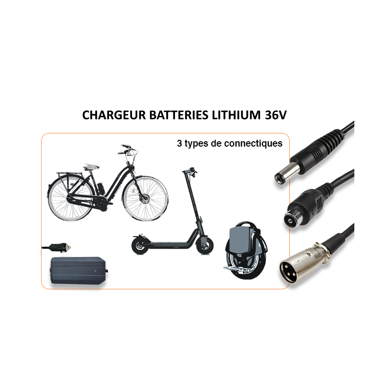 Chargeur universel 42V 2A (2 broches) batterie vélo électrique