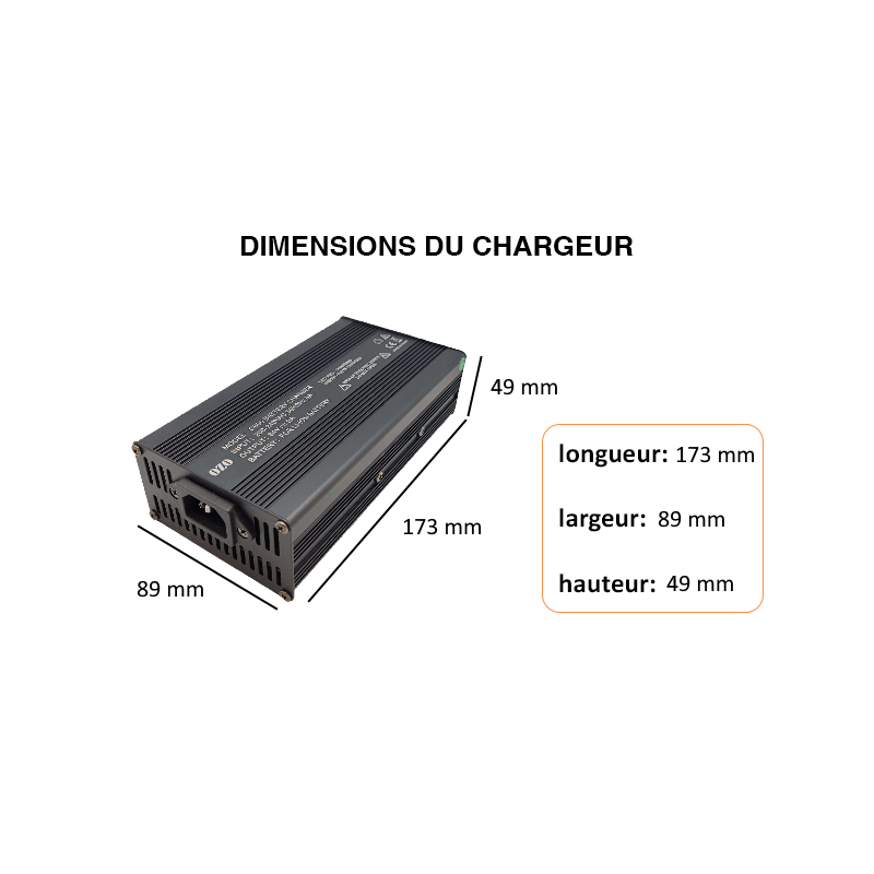 Chargeur Lithium 72V 10A pour batterie LIMn et LiPO
