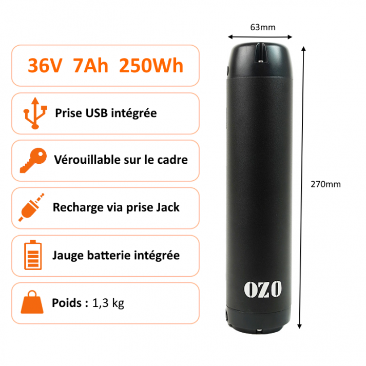 Batteries Lithium carénées 36V 230Wh à 700Wh