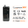 Chargeur Batterie Lithium 36V 2A 4A RCA XLR Jack 