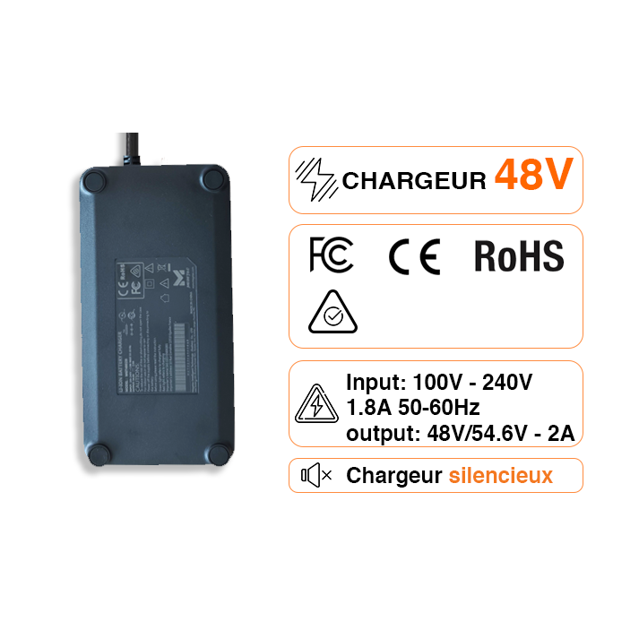 Chargeur OZO Batterie Lithium 48V 2A 4A et 5A