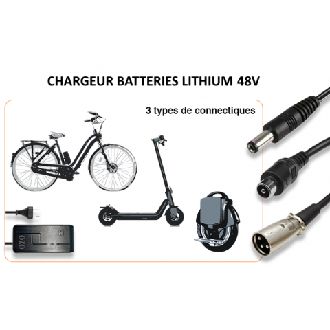 Chargeur OZO Batterie Lithium 48V 2A 4A et 5A