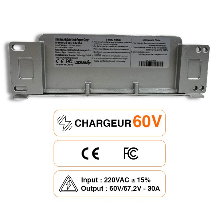 Chargeur 60V 30A étanche pour batterie Lithium