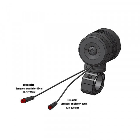 Eclairage avant 200 lumens pour vélo electrique. Lampe OZO. alimentation de  18V à 56V DC