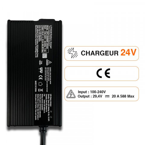 Chargeur 24V 20A pour batterie Lithium LiMn