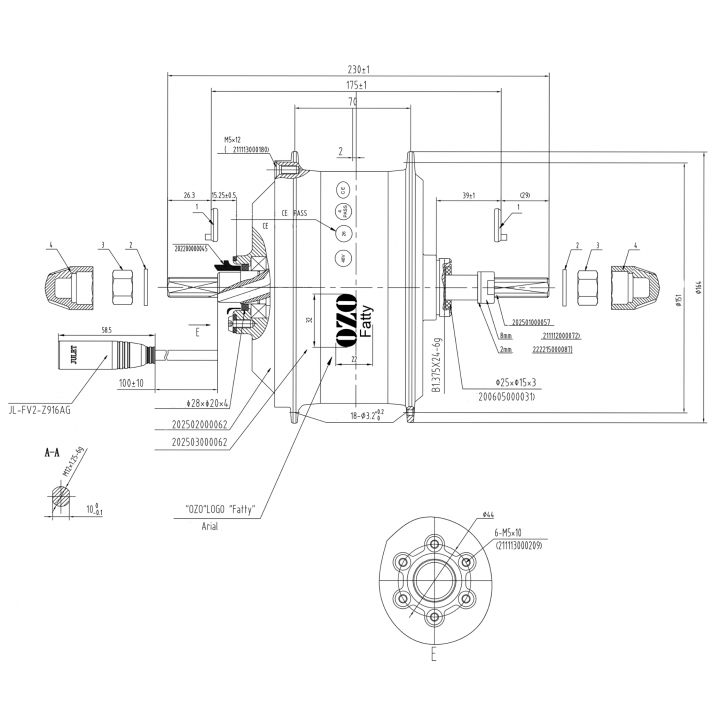 Moteur FATTY roue arrière 500W 750W 36V 48V